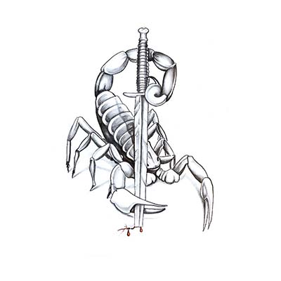 Scorpion Dagger Design Water Transfer Temporary Tattoo(fake Tattoo) Stickers NO.11502
